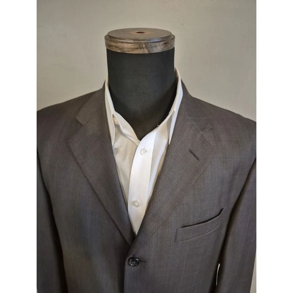 Pronto Uomo 41R Taupe Check Wool Blazer Mens 3 Button Sport Coat Italy H601
